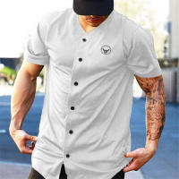 Men Fitness Muscle T-Shirts Summer Mesh Breathable Quick Dry Cardigan Shirts New Casual Fashion Short Sleeve Sports V-neck Tops - details 10