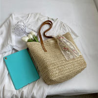 Bolso cuadrado de paja para playa, tejida a mano bandolera, rafia, ratán, compras, viaje, informal, bohemio, Verano - details 22