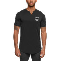 Gym Fitness Shirts Man Slim Fit Hip Hop Casual Clothing Summer Fashion Print Short Sleeve Breathable Quick Dry Elastic T-shirts - details 2