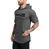 New Summer Brand Cotton Men Casual Shirts Gym Fitness Clothing Fashion Hip Hop Bodybuilding Muscle Hooded Short Sleeve T-shirt - details 6