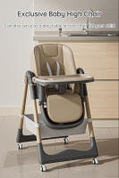 PANGDUBE Silla alta para bebé para alimentar Silla de comedor plegable para bebé Silla reclinable de altura ajustable con ruedas, cesta de almacenamiento, cojín de PU, bandejas dobles - details 0