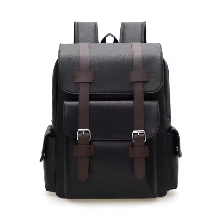 Nuevas mochilas con hebilla de cinturón, bolsos casuales retro británicos, mochilas de cuero PU suave, bolsos de viaje de gran capacidad para salir, mochilas escolares unisex para estudiantes - 1