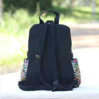 Mochila de lona bordada artística Vintage para mujer, mochila bordada Floral hecha a mano, Bolsa Escolar, bolsas de viaje de mezclilla - details 9