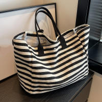 Bolsa de Lona a Rayas Grande Bolsa de Hombro Casual para Mujeres Ideal para Compras Diarias, Estudiantes, Viajes, Bolsa de Playa Material de Lining de Poliéster - details 17