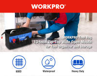 Bolsa de Herramientas WORKPRO de 13 Pulgadas, Bolsa de Herramientas de Boca Ancha con Bolsillos Interiores para Almacenamiento de Herramientas - details 0