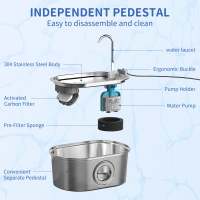 Fuente con ventana de nivel de agua para gato y perro, dispensador de agua de acero inoxidable de 3,2 L para mascota múltiple - details 3