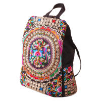 Mochila de lona bordada artística Vintage para mujer, mochila bordada Floral hecha a mano, Bolsa Escolar, bolsas de viaje de mezclilla - details 5