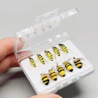 6 uds/10 Uds moscas de pesca con mosca señuelo biónico abejorro y polilla amarilla cebo pesca para carpa lubina salmón trucha agua dulce agua salada moscas húmedas equipo de pesca - details 8