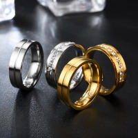 Anillos de compromiso de pareja de acero inoxidable a la moda para mujeres y hombres, anillo de cristal I LOVE YOU, regalo de joyería de boda 2024 - details 11