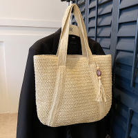 Bolso de paja tejido a mano para mujer, bolsa de hombro de gran capacidad con colgante para axila, Asa superior, Verano - details 15