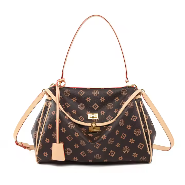 2025 Nuevo bolso de mano para mujer, bolso retro europeo y americano, bolso estampado para las axilas, bolso cruzado de moda para ir al trabajo, bolso de un solo hombro de gran capacidad, bolso informal resistente al agua - 1