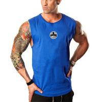 Mens Gym Clothing Bodybuilding Tank Tops Fitness Training Sleeveless 0-neck Shirts Cotton Breathable Vest Casual Sports Singlets - details 5