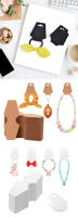 Juego de etiquetas plegables de 300 piezas Tarjeta de embalaje de papel Kraft Tres colores Negro Marrón Blanco 12x5 cm Diadema Scrunchies Tarjeta de exhibición Etiqueta de soporte para collar Pulseras Brazalete Llaveros Útil Tablero de precios simple Emba - details 2
