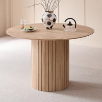 EGOONM Mesa de Comedor Redonda Mesa Nórdica para 4~6 Personas, Mesa de Comedor Circular con Base de Madera, Mesa de Comedor de Cocina Φ120cm - details 6