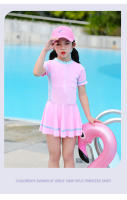 Traje de Baño de Estilo Deportivo para Niñas Manga Corta, Secado Rápido, Perfecto para Entrenamiento de Natación en Primaria - details 13