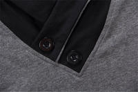 CASUMANL EU SIZE Summer Mens T-Shirts Fashion 2023 Slim Short Sleeve Patchwork V Neck Cotton Black T Shirt Men Button Tops - details 9