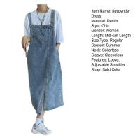 Vestido general de mezclilla para mujer, vestido Irregular con bolsillo en el pecho y abertura lateral, vestido vaquero sin mangas a la moda, vestidos con tirantes finos, vestido tipo jersey - details 17