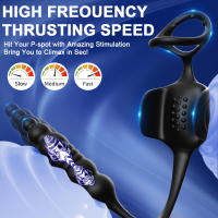 Vibrador anal de empuje, masajeador de próstata, anillo vibrador para pene, tapón anal con control remoto, 9 modos de vibración, cuentas anales, vibradores masculinos para hombres, juguetes para adultos, juguetes sexuales para hombres y placer de pareja - details 5