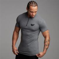 European and American style Fashion Zip Print Polo Tees Mens Cotton Slim Polo Shirts with Short Sleeve Fitness Polo T-Shirt - details 4