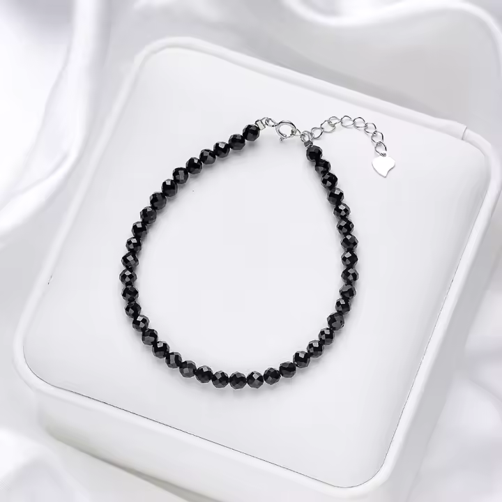 Pulseras hechas a mano de turmalina de Plata de Ley 925 con piedra Natural de 4 mm para mujer, regalo y joyería para fiesta, brazaletes de amatista - 1