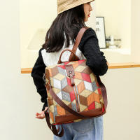 Mochila a cuadros de cuero PU suave para mujer, morral grande, bolsa de viaje, mochila escolar grande para Gir - details 6