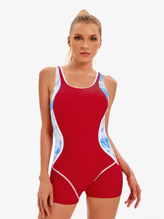 Traje de baño de una pieza para mujer, bañador Boyleg Rashguard Surf - 1