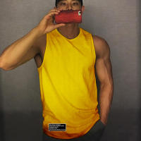Summer Men's Trendy Brand Printed Gym Sports Bodybuilding Fitness Loose Mesh Quick-drying Workout Sleeveless Shirt - details 13