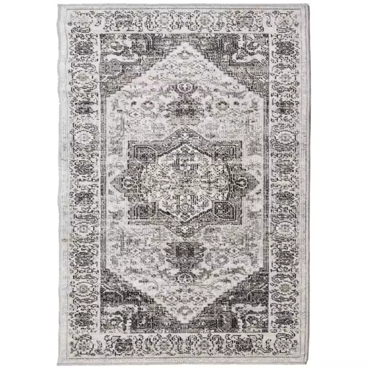 vidaXL Alfombra de interior/exterior diseño vintage ARBIZU 160x230 cm Color Rosa,  Multicolor,  Gris claro y mas Alfombras de área  Alfombra de Piso para Sala de Estar Dormitorio Habitación Salón - 1