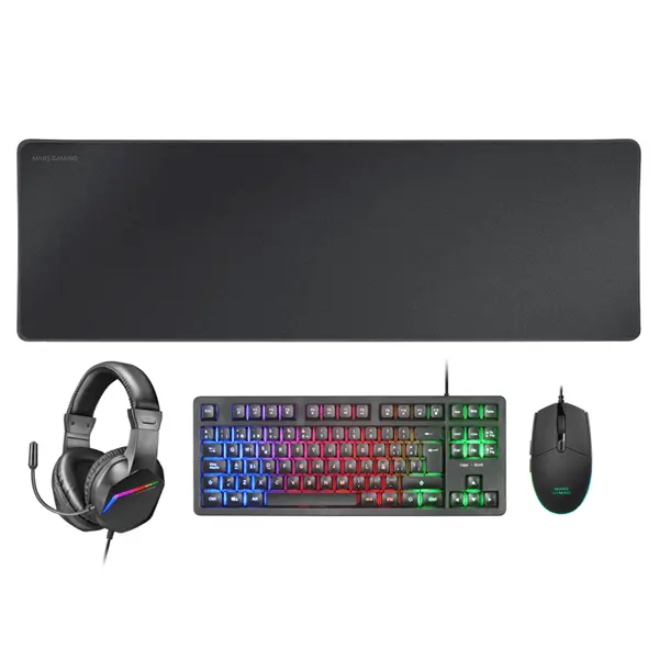 PACK TECLADO MOUSE HEADSET Y ALFOMBRILLA MARS GAMING MCP-RGB3 BLACK TECLADO TKL H-MECH RED MOUSE RGB FLOW 3200DPI HEADSET FRGB ANC ALFOMBRILLA XXL - 1