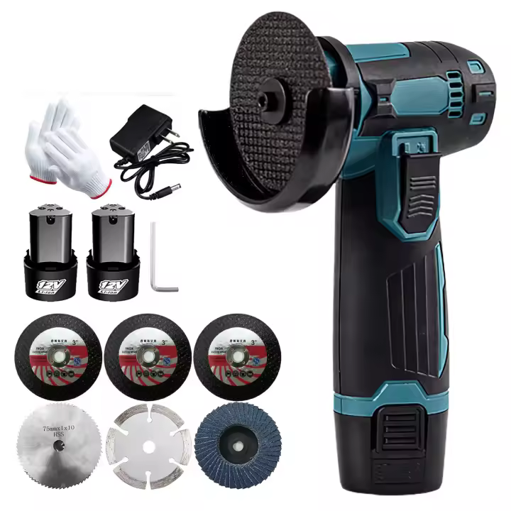 12V Mini Angle Grinder with Rechargeable Lithium Battery Cordless Polishing Machine Diamond Cutting With Accessories - 1