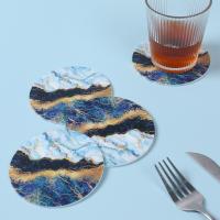 4pcs Tapetes De Marfil Artificial Para Taza De Café Redondos De Cuero Sintético Fácil De Limpia Accesorios De Mesa Clásicos - details 0