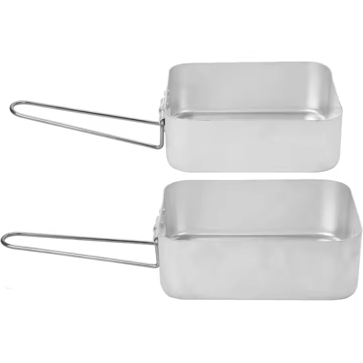 Juego de 2 latas de aluminio encajables para acampar y cocinar - 1