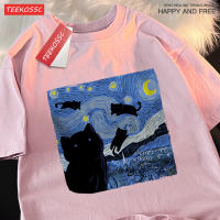 Camiseta De Algodón Respirable Para Hombre Y Mujer Con Diseño De Gato Estrellado Estilo Casual Y Amplio Para El Verano - details 13