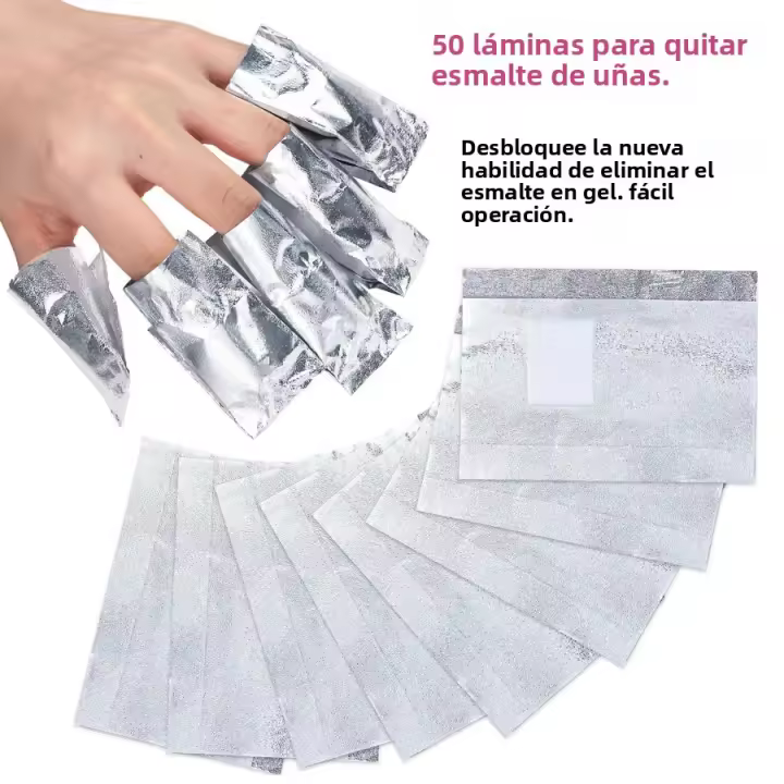 50Pcs Aluminio Con Pads De Algodón Para Eliminar Esmaltes De Uñas Gel UV Herramienta De Eliminación De Esmaltes De Uñas Conveniente - 1