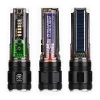 Linterna LED Recargable Solar USB Torcha Potente Con Foco Fuerte Y Alcance Largo Para Emergencias Y Uso Exterior Luz De Advertencia Resistente Al Agua Con Función De Autodefensa Y Power Bank - details 1