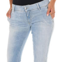 MET-Pantalón Tejano Largo de Efecto Gastado 70DBF0282-D762 para Mujer