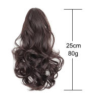 Extension De Cabello Sintético Curly Rizado Corto 10 Pulgadas Clip-In Para Mujer Color Marrón Negro Pieza Única Alta Calidad Fibra De Temperatura Alta - details 1