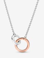Pandora - Collar de circulares entrelazados en dos tonos con la firma Pandora - Plata de Lei, Baño de Oro Rosa de 14 K - details 0