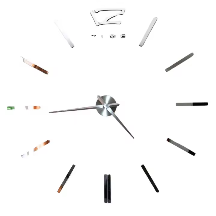 DIY Reloj de Pared Moderno 3D Grande Hasta 130 Cm - Adhesivo Espejo Plateado Acrílico Gigante - Decorativo Silencioso Digital - 1