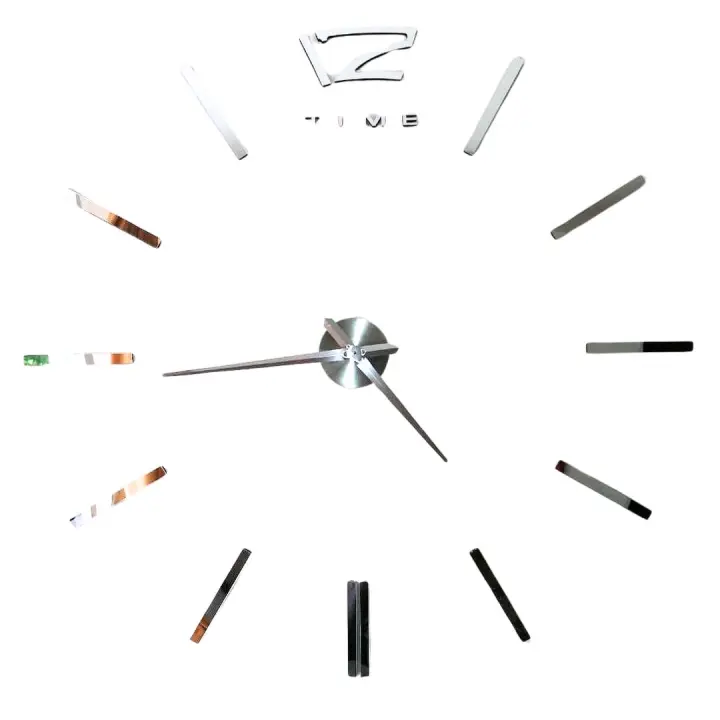 DIY Reloj de Pared Moderno 3D Grande Hasta 130 Cm - Adhesivo Espejo Plateado Acrílico Gigante - Decorativo Silencioso Digital - 1