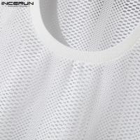 Camiseta De Hombre Para Verano Con Transparencia Y Malla Sin Mangas Estilo Casual Streetwear Moda 2024 Tallas S-5XL INCERUN - details 11