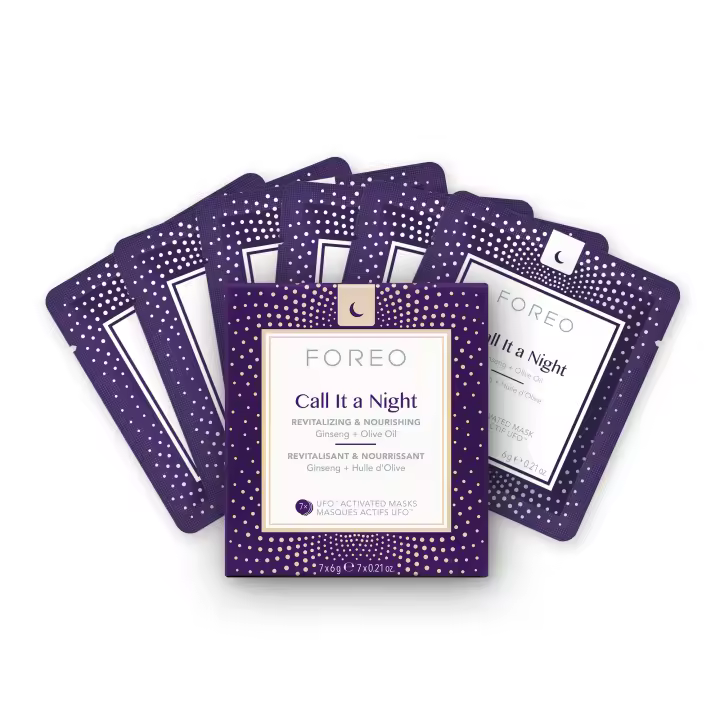 FOREO Make My Day Mascarilla facial activa UFO para piel deshidratada, pack de 7, con ácido hialurónico y alga roja, fórmula natural no testada en animales, compatible con todos los dispositivos UFO - 1