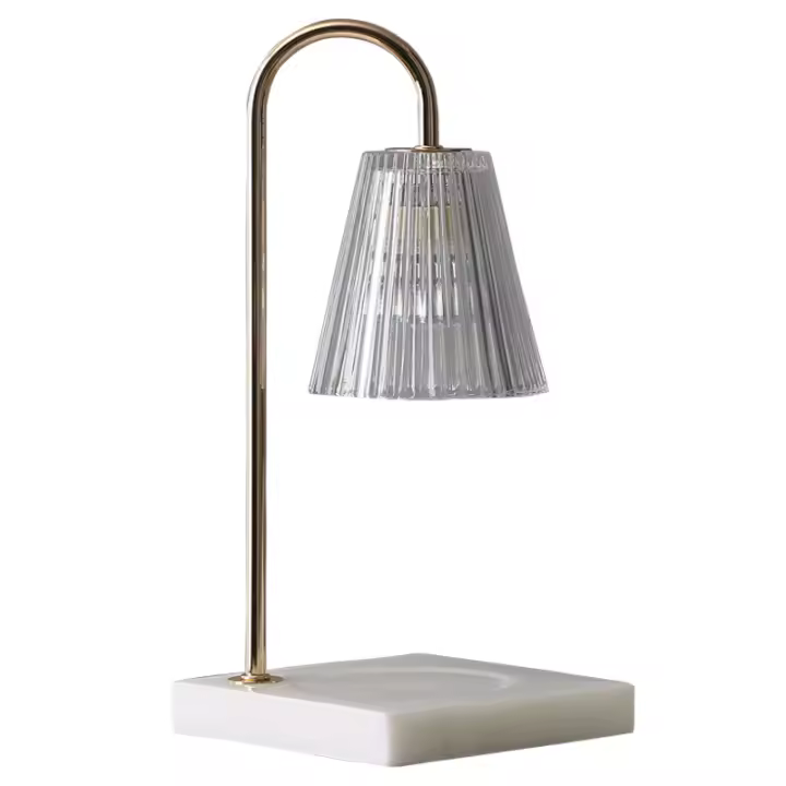 SOMY Lámpara calentador de velas de vidrio transparente con temporizador y 2 bombillas Lámpara calentador de velas Base de madera Lámpara de vela regulable para decoración de la habitación Lámpara de velas - 1