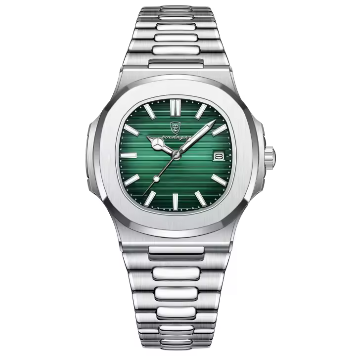 Reloj De Pulsera De Cuarzo Para Hombre POEDAGAR Marca De Lujo Acero Inoxidable Impermeable Luminoso Con Fecha Reloj Cuadrado De Negocios - 1