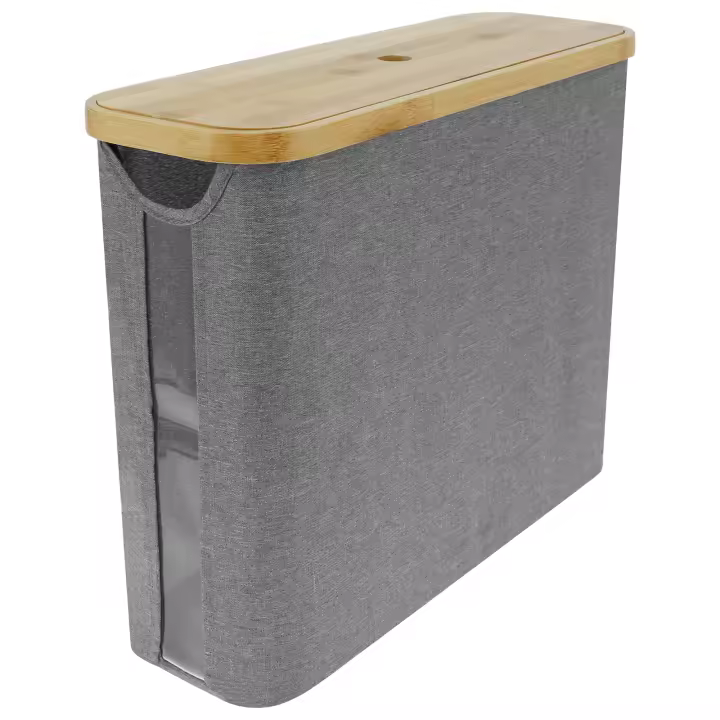 Cesta De Papel Para Baño Plegable Gran Capacidad Ecológica Organizador De Espacio Rectangular Material De Madera - 1