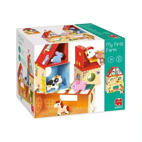 Diset Mi Primera Granja - Juego de Mesa para Niños con 5 Animales de Granja y Cubos de Cartón - 1
