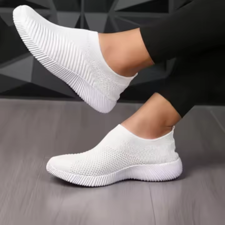 Zapatillas De Deporte Para Mujer En Color Sólido Transpirables De Malla Ligera Y Planas Para Caminar Y Correr Zapatos De Running Con Suela De EVA - 1