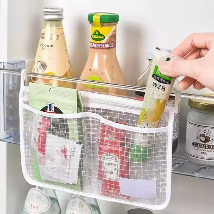 Organizador De Puerta De Nevera 1pc Bolsa De Malla Colgante Para Almacenamiento De Cocina Material De Poliéster - 1