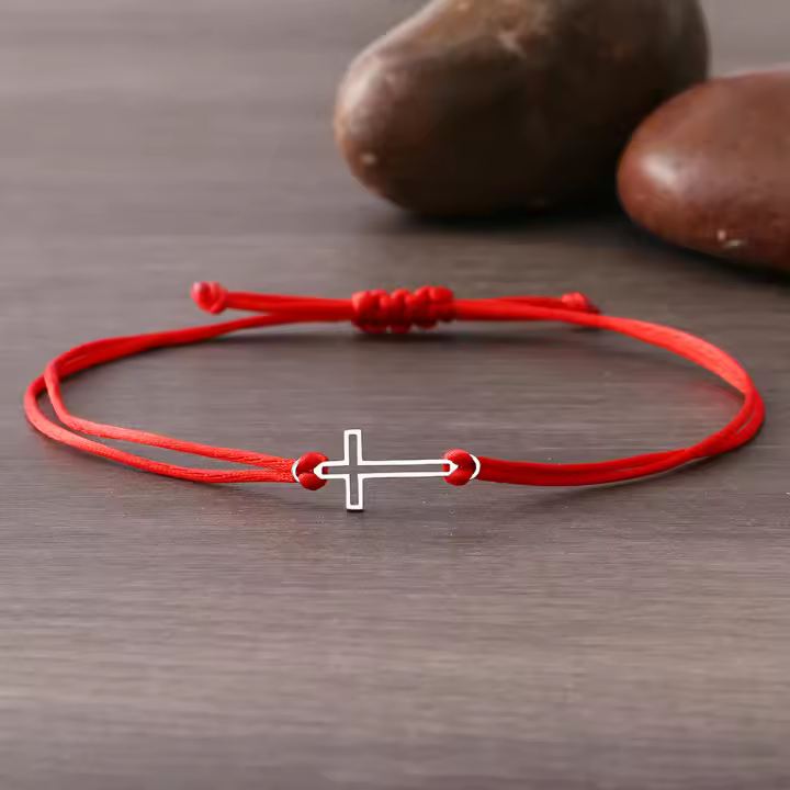 Pulsera De Acero Inoxidable Gótica Con Cruce Hollow Y Cordón Rojo Negro Para Mujer Pulsera De Moda Con Encanto Joyería Regalos - 1