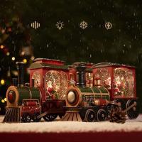 Adorno De Navidad En Caja Con Santa Claus Y Payaso De Nieve Decoración De Mesa Con Bola De Cristal De Tren Figura De Miniaturas De Plástico - details 0